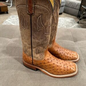 Brown Leather Cowboy Ostrich Boots Anderson Bean
